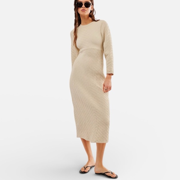 Free People Ivory Gabby Seamless Midi Dress Size Medium Large - Picture 13 of 13